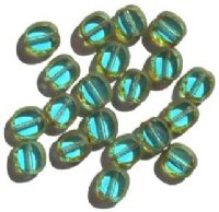 20 10x9mm Transparent Turquoise Oval Window Beads with Speckles